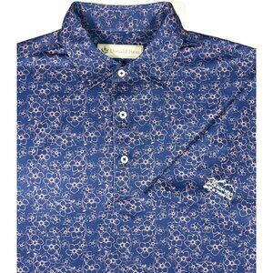 Donald Ross Mens Polo Shirt Sz Large Jackson Hole Golf Tennis Club Floral Print